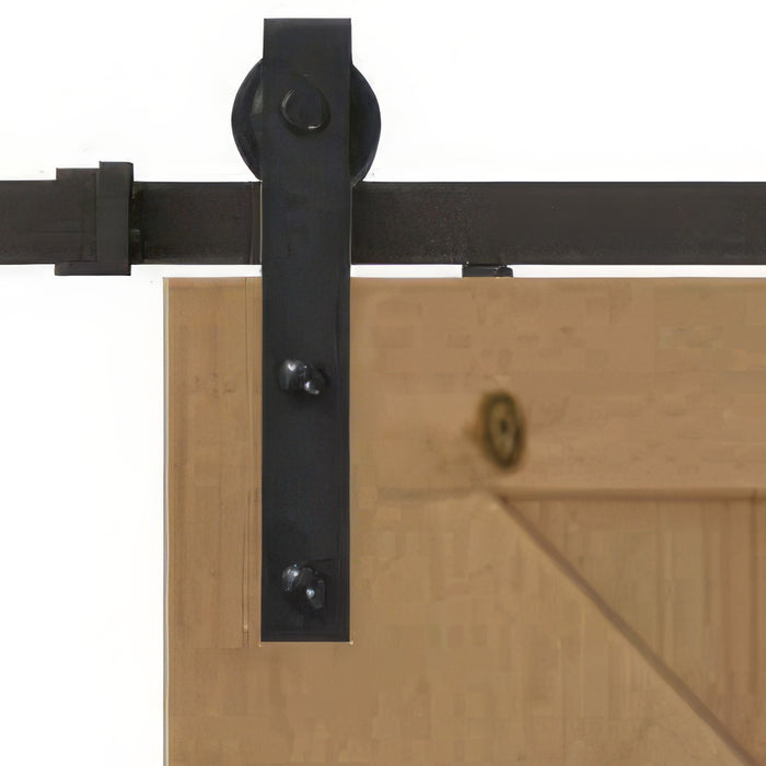 Herraje Puerta Corredera 200 cm Kit de Riel Adecuado para 1 Puerta Granja de Madera de 100 cm de Ancho Acero de Carbono Carga Máx. 90 kg