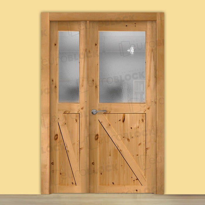 Puerta Doble para Salón Rústica GR001 Teñida