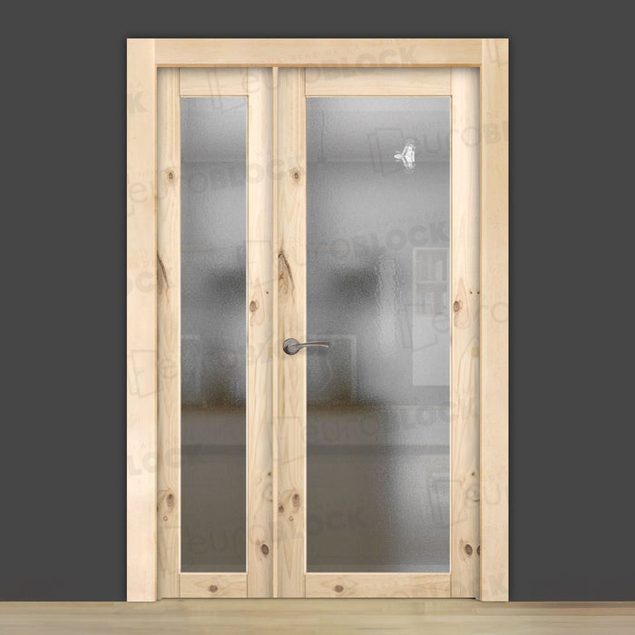 Puerta Doble para Salón Rústica GR005 (Madera sin barnizar)