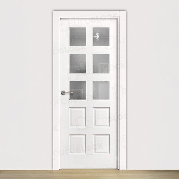 Puerta Block Rústica de Madera 10-Tableros V6 Lacada en Blanco