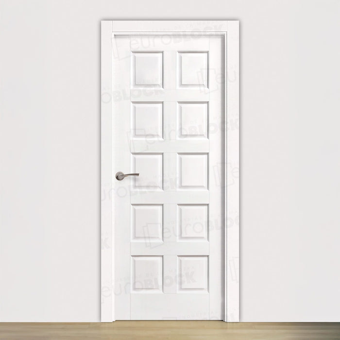 Puerta Block Rústica de Madera 10-Tableros Lacada en Blanco