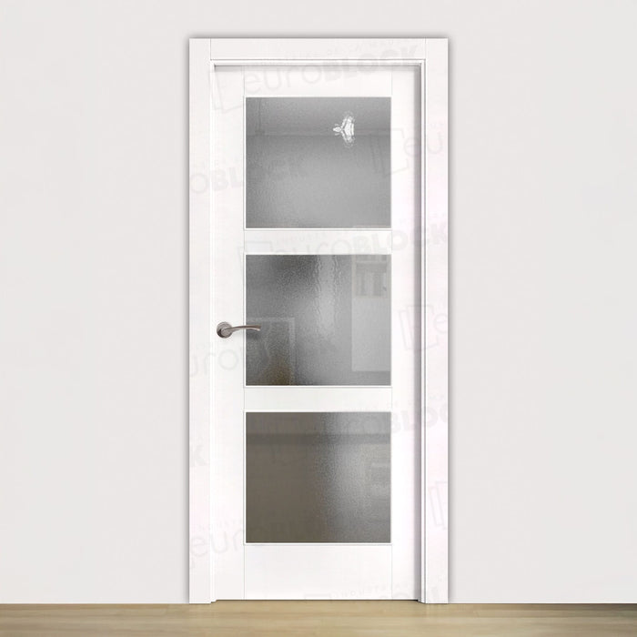 Puerta Block Rústica de Madera Amanecer V3 Lacada en Blanco