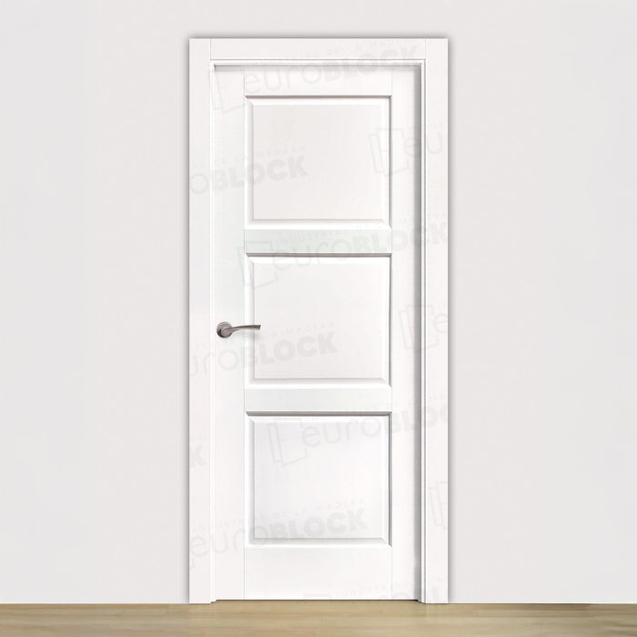 Puerta Block Rústica de Madera Amanecer Lacada en Blanco
