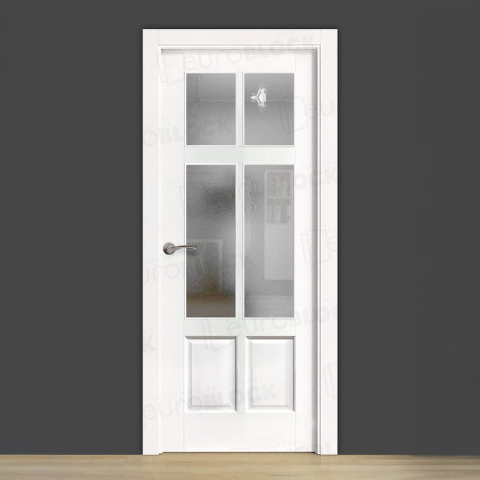 Puerta Block Rústica de Madera Arpa V4 Lacada en Blanco