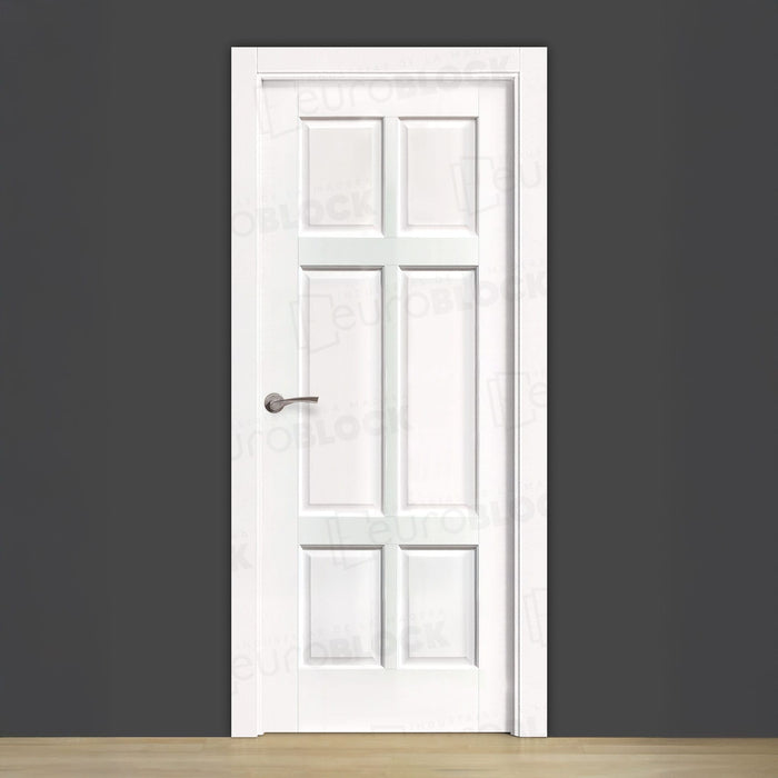 Puerta Block Rústica de Madera Arpa Lacada en Blanco