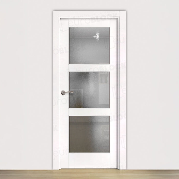 Puerta Block Rústica de Madera Bernabeu V3 Lacada en Blanco
