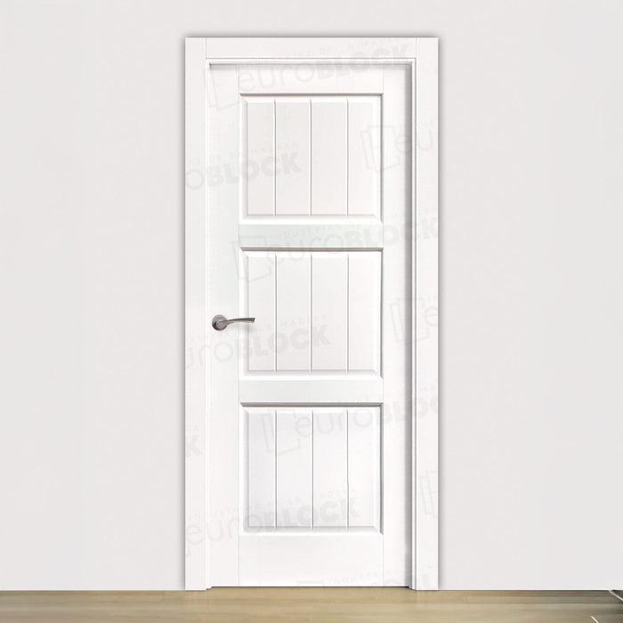 Puerta Block Rústica de Madera Bernabeu Lacada en Blanco