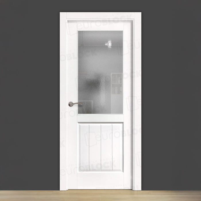 Puerta Block Rústica de Madera Brillante ZV1 Lacada en Blanco