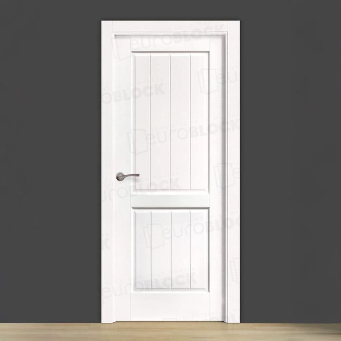Puerta Block Rústica de Madera Brillante Lacada en Blanco