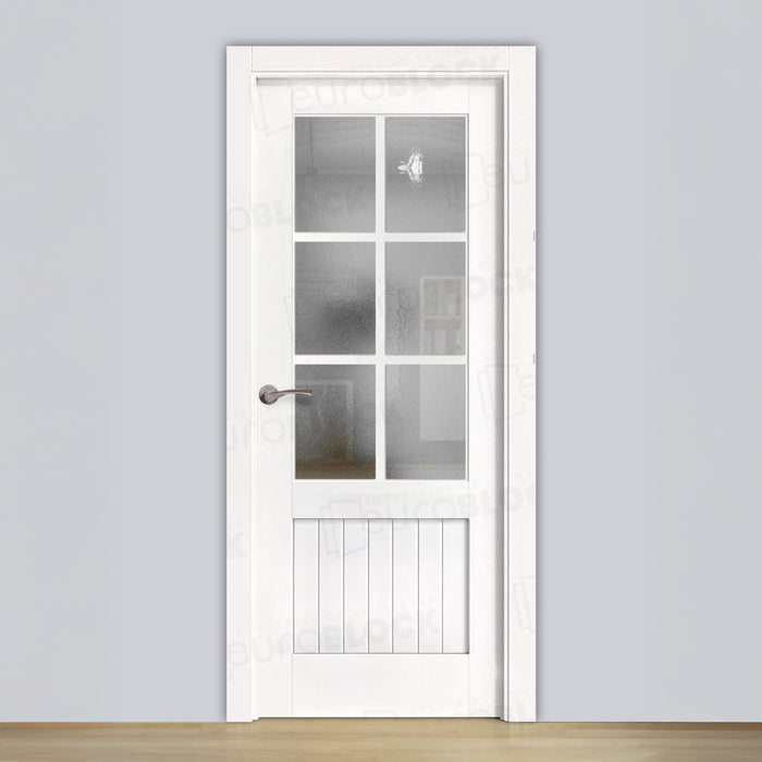 Puerta Block Rústica de Madera Cuenca ZV6 Lacada en Blanco