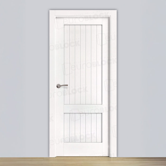 Puerta Block Rústica de Madera Cuenca Lacada en Blanco