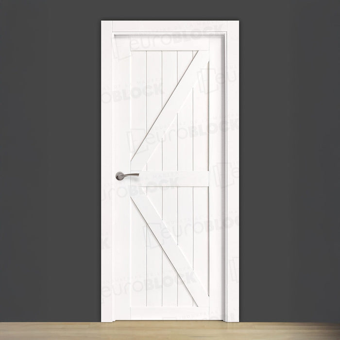 Puerta Block Rústica de Madera GR001 (Lacada en Blanco)