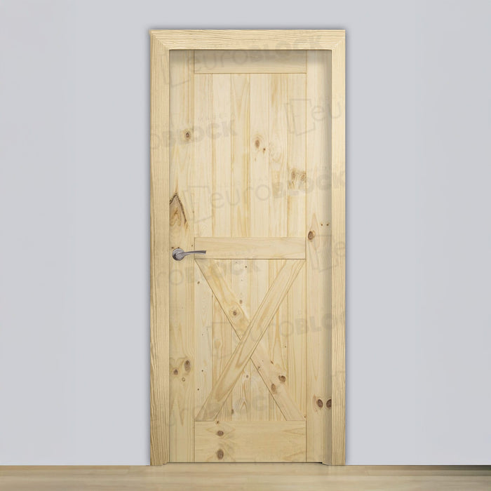 Puerta Block Rústica de Madera GR002 (Madera sin barniz)