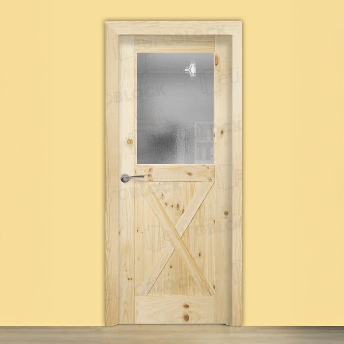 Puerta Block Rústica de Madera GR003 ZV1 (Madera sin barnizar)