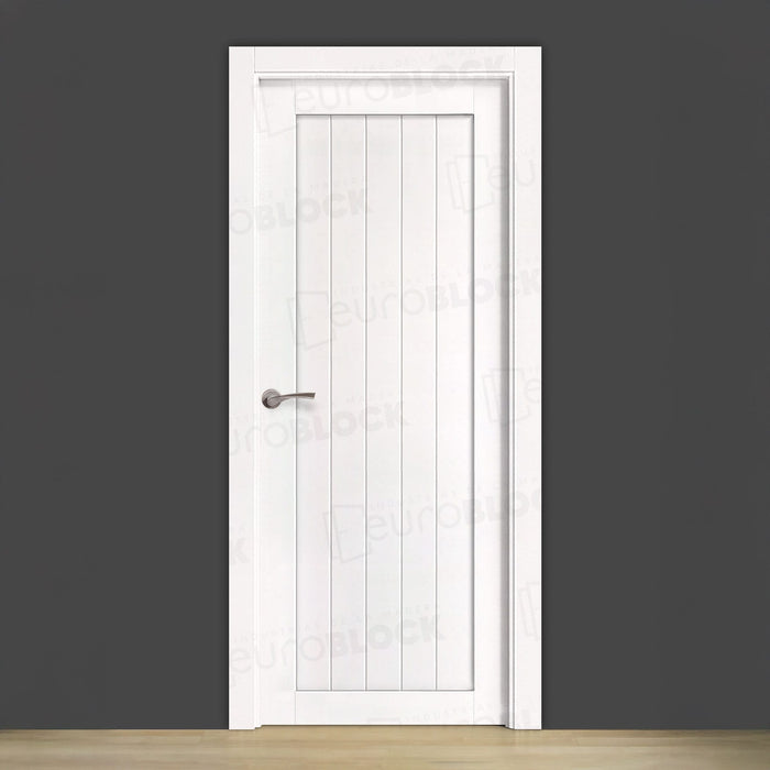 Puerta Block Rústica de Madera GR005  Lacada en Blanco