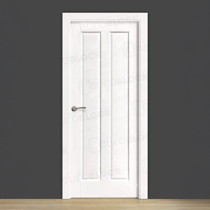 Puerta Block Rústica de Madera León Lacada en Blanco