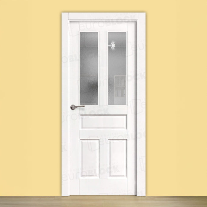 Puerta Block Rústica de Madera Malaga V2 Lacada en Blanco