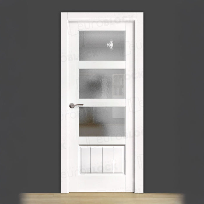 Puerta Block Rústica de Madera PM-9026 V3 Lacada en Blanco