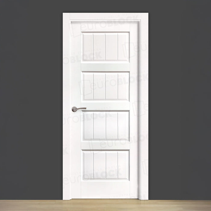 Puerta Block Rústica de Madera PM-9026 Lacada en Blanco