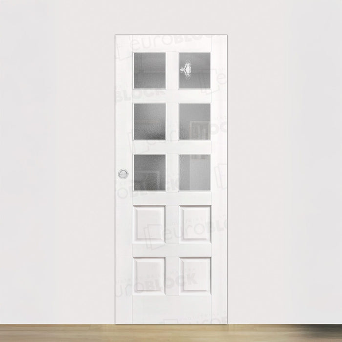 Puerta Corredera de Interior de Madera 10-Tableros V6 Lacada en Blanco