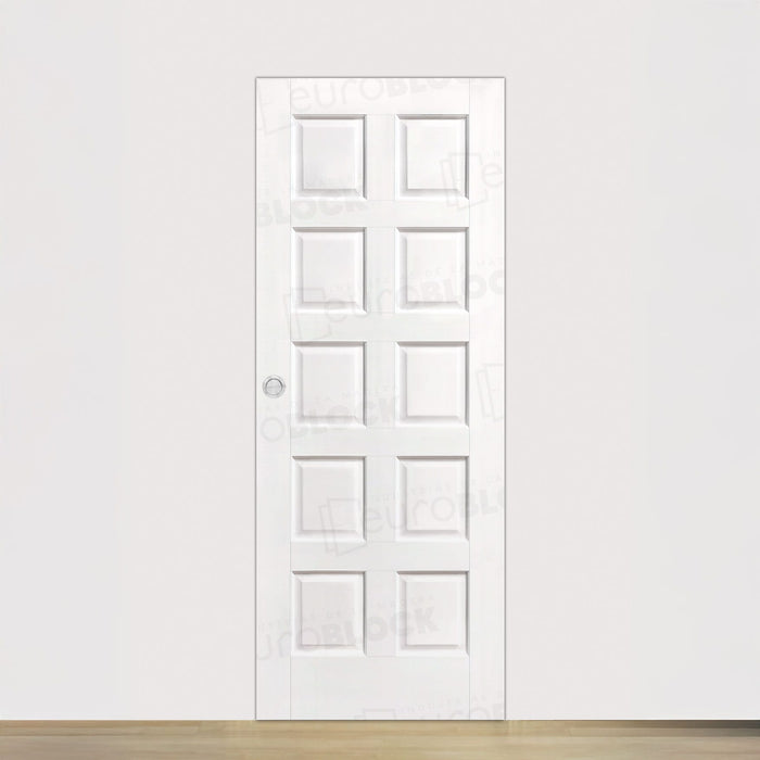 Puerta Corredera de Interior de Madera 10-Tableros Lacada en Blanco