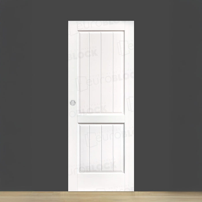 Puerta Corredera de Interior de Madera Brillante Lacada en Blanco