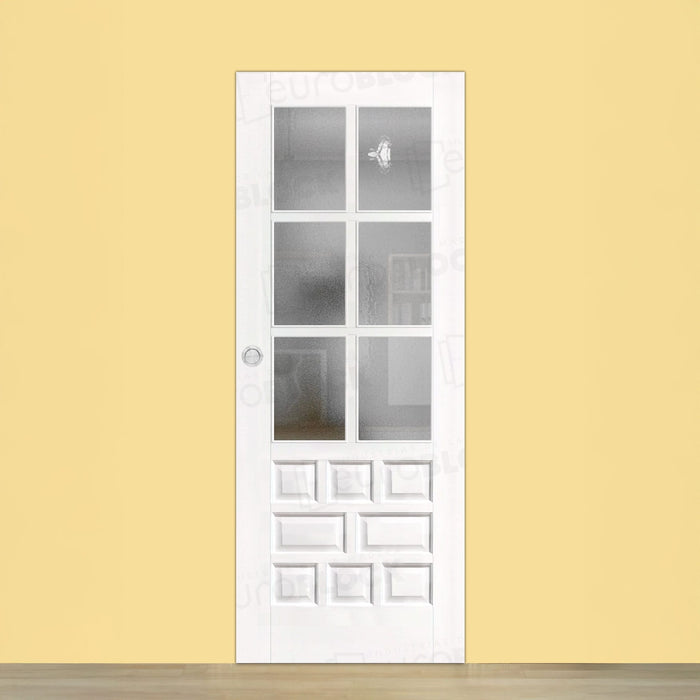 Puerta Corredera de Interior de Madera Madera Castellana ZV6 Lacada en Blanco