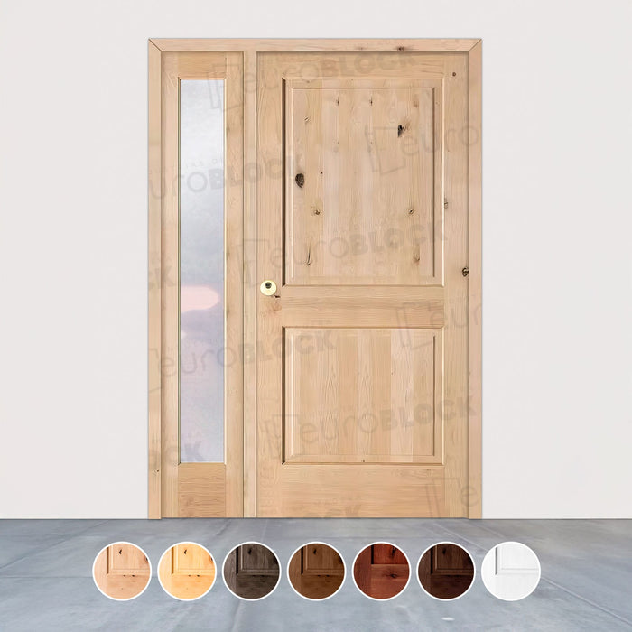 Puerta de Exterior con Fijo de Madera Maciza Serie 1100