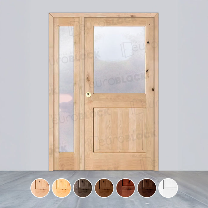 Puerta de Exterior con Fijo de Madera Maciza Serie 1100-V1