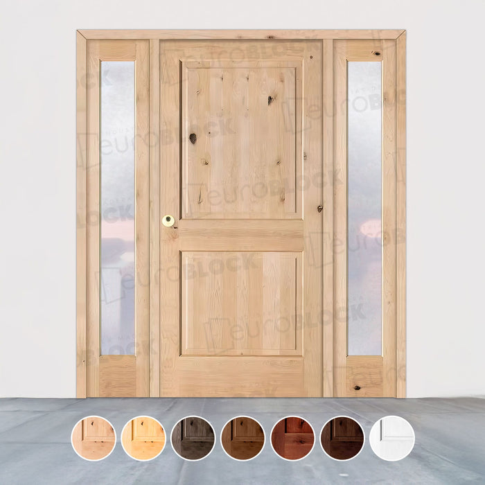 Puerta de Exterior con Dos Fijos de Madera Maciza Serie 1100