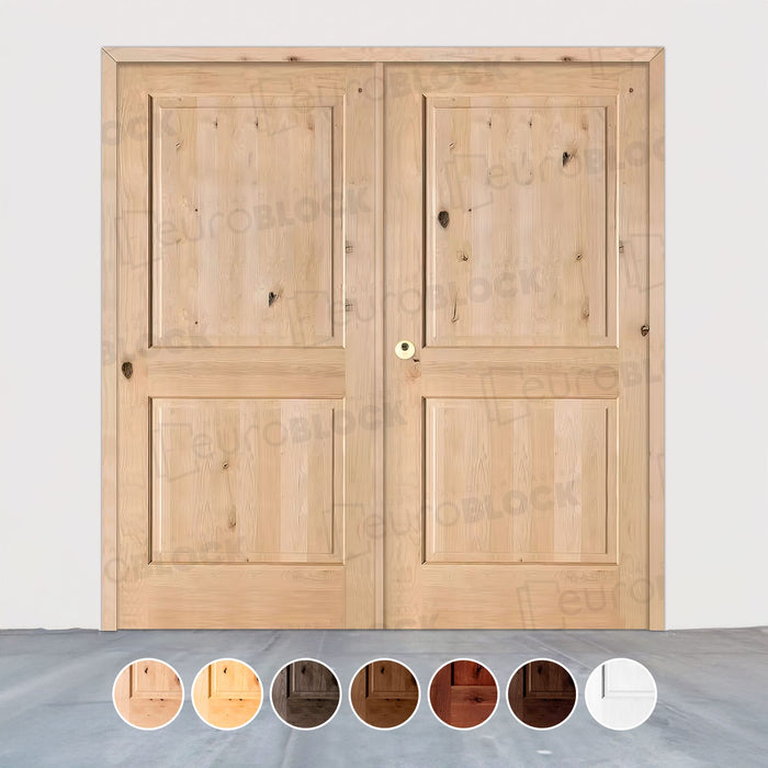 Puerta Doble de Exterior Fijos de Madera Maciza Serie 1100