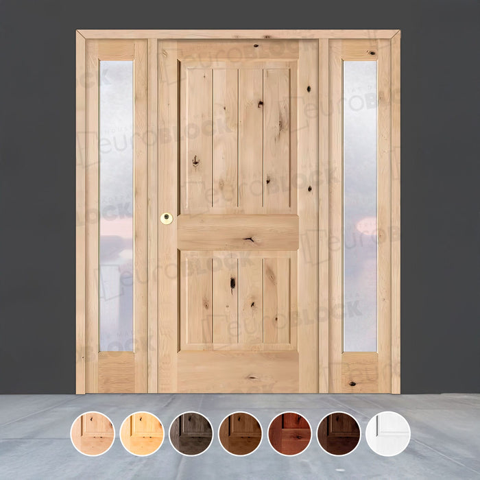 Puerta de Exterior con Dos Fijos de Madera Maciza Serie 2100