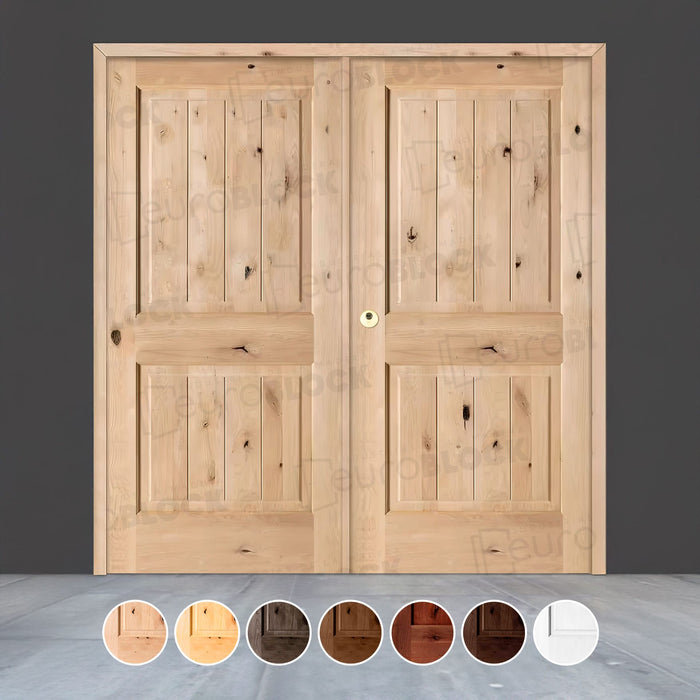 Puerta Doble de Exterior Fijos de Madera Maciza Serie 2100