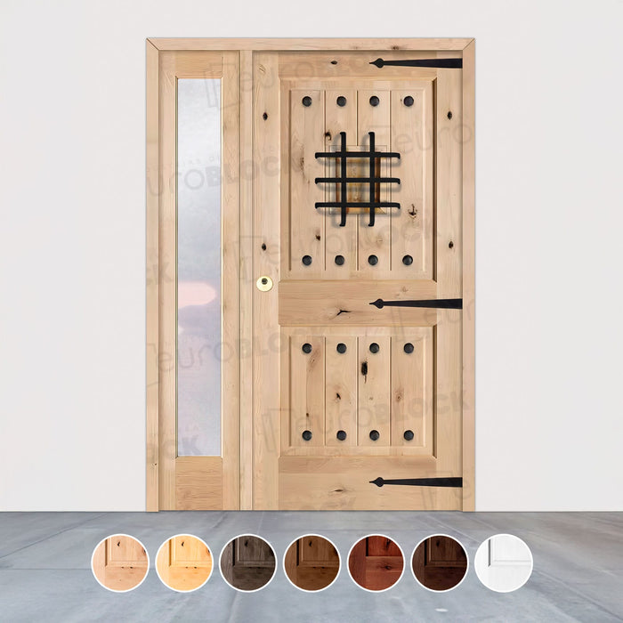 Puerta de Exterior con Fijo de Madera Maciza Serie 3100