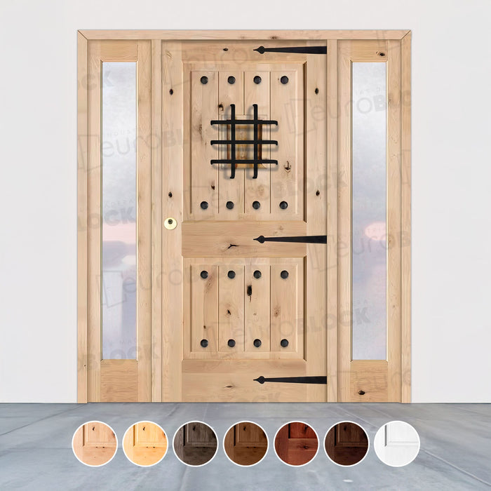 Puerta de Exterior con Dos Fijos de Madera Maciza Serie 3100