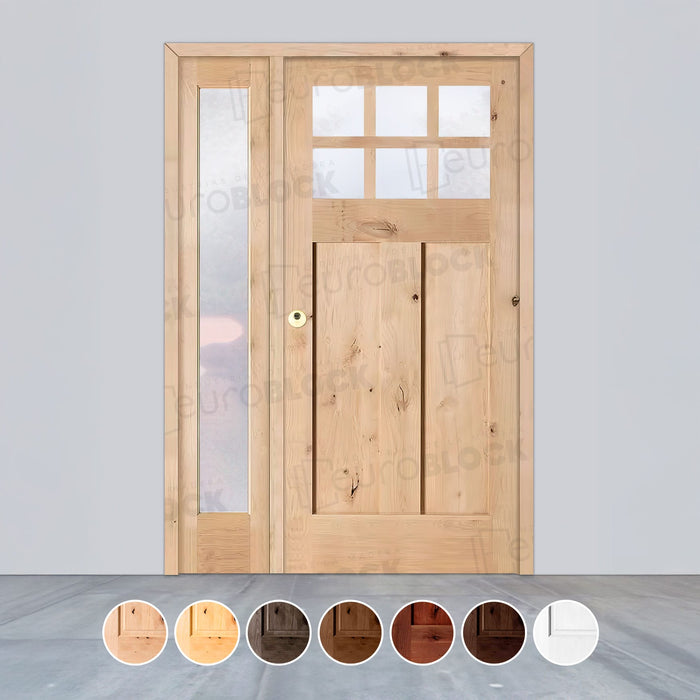 Puerta de Exterior con Fijo de Madera Maciza Serie 4100-V6