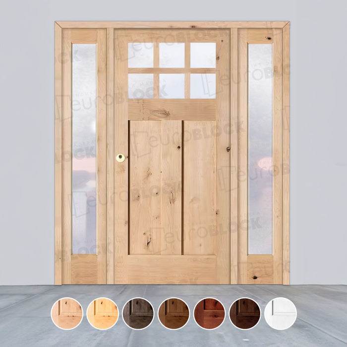 Puerta de Exterior con Dos Fijos de Madera Maciza Serie 4100-V6