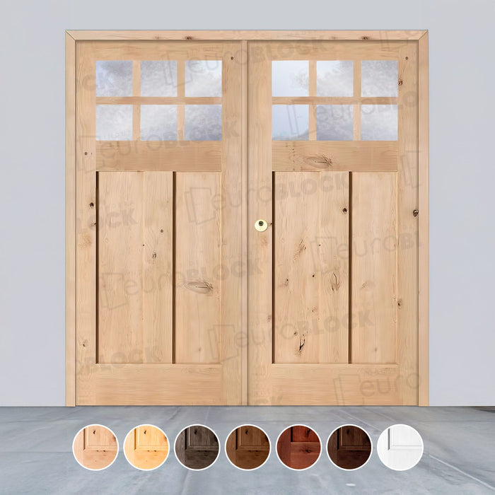 Puerta Doble de Exterior Fijos de Madera Maciza Serie 4100-V6