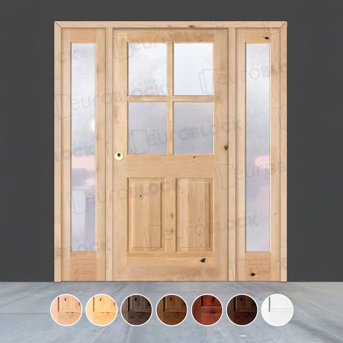 Puerta de Exterior con Dos Fijos de Madera Maciza Serie 5100