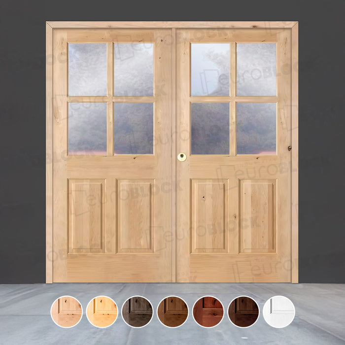 Puerta Doble de Exterior Fijos de Madera Maciza Serie 5100