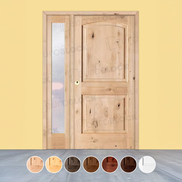 Puerta de Exterior con Fijo de Madera Maciza Serie 6100