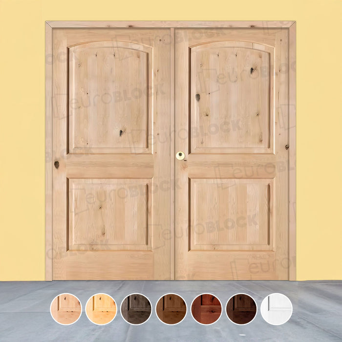 Puerta Doble de Exterior Fijos de Madera Maciza Serie 6100