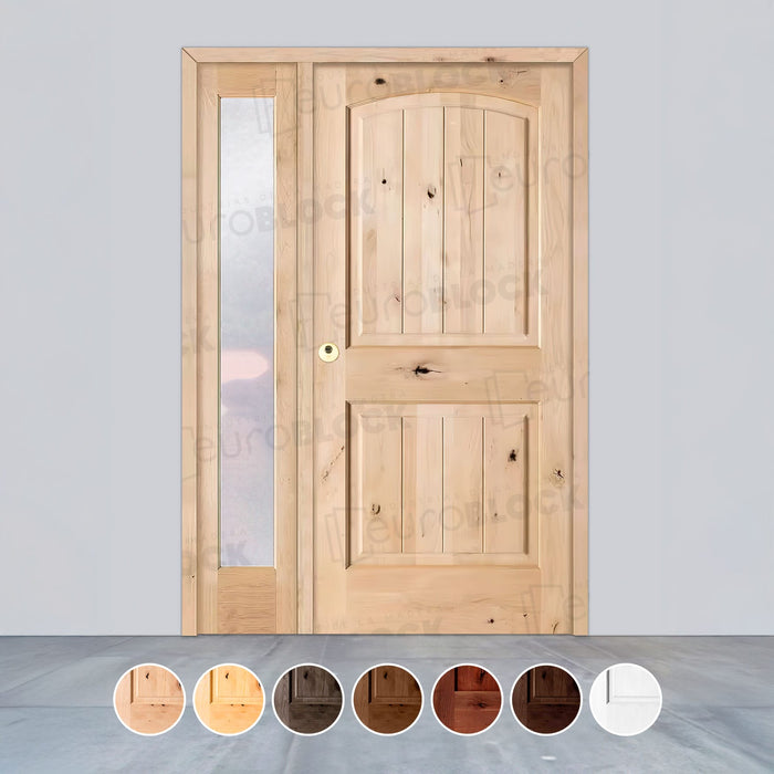 Puerta de Exterior con Fijo de Madera Maciza Serie 7100