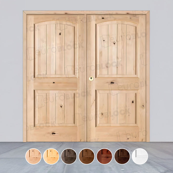 Puerta Doble de Exterior Fijos de Madera Maciza Serie 7100