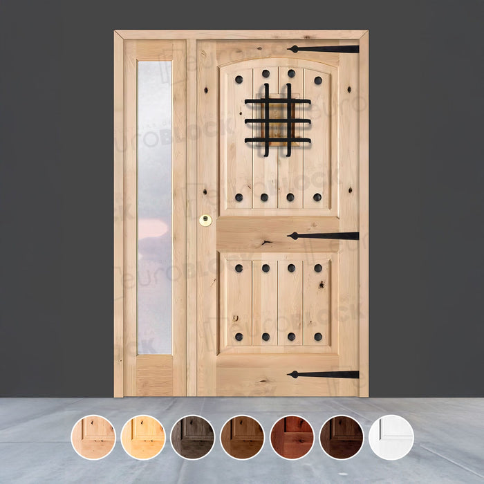 Puerta de Exterior con Fijo de Madera Maciza Serie 8100