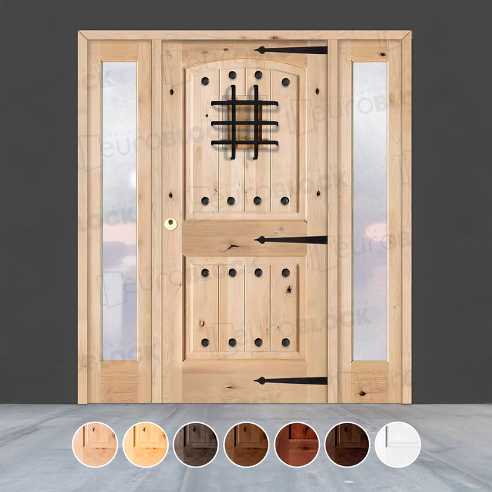 Puerta de Exterior con Dos Fijos de Madera Maciza Serie 8100