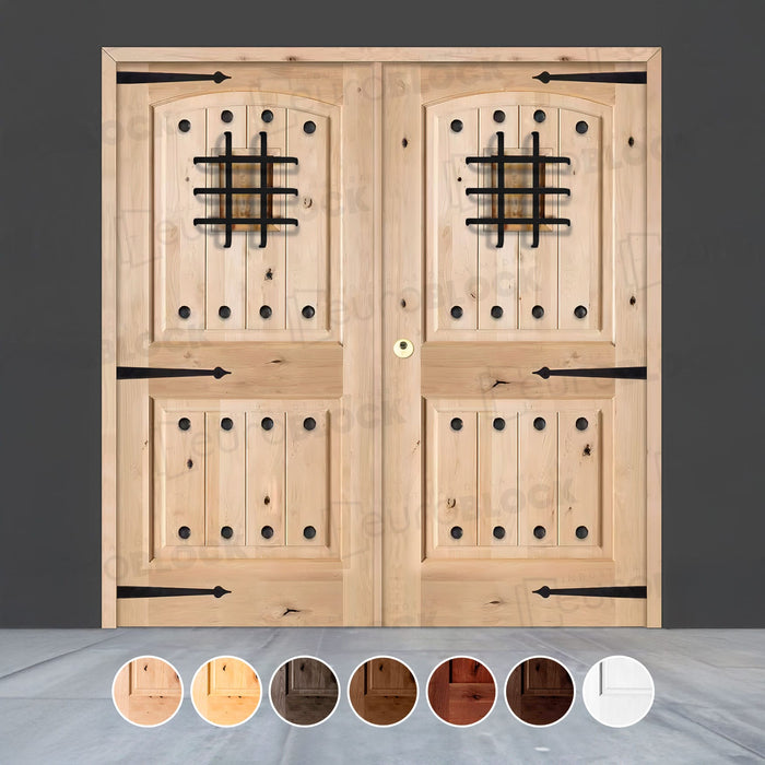Puerta Doble de Exterior Fijos de Madera Maciza Serie 8100