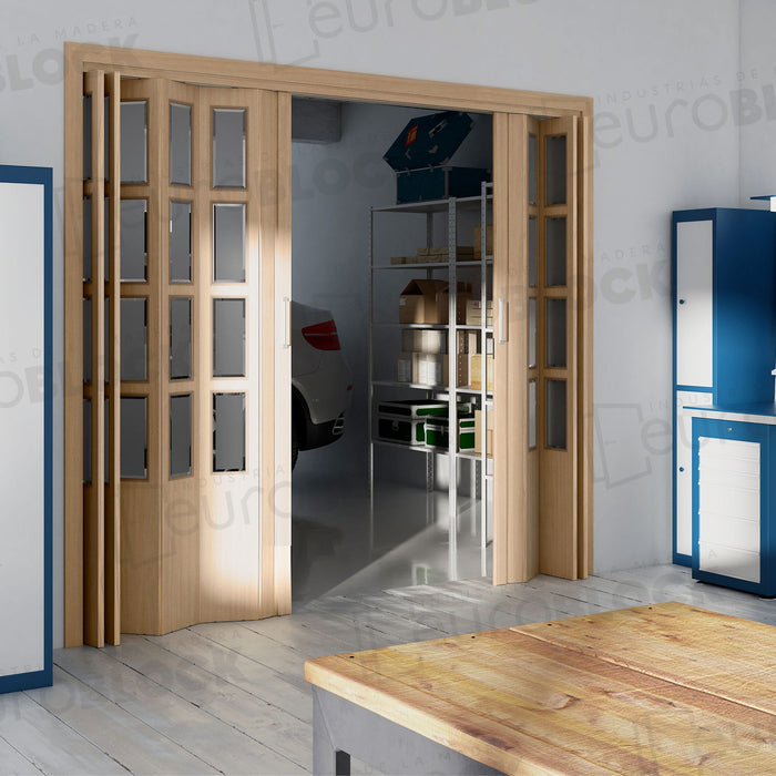 Puerta Plegable Melamina Acristalada Grande Alto 247 cm.